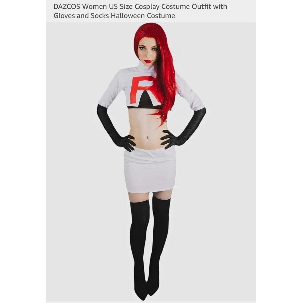 Team Rocket Jessie Cosplay Halloween Costume Outfit Large Pokémon Anime